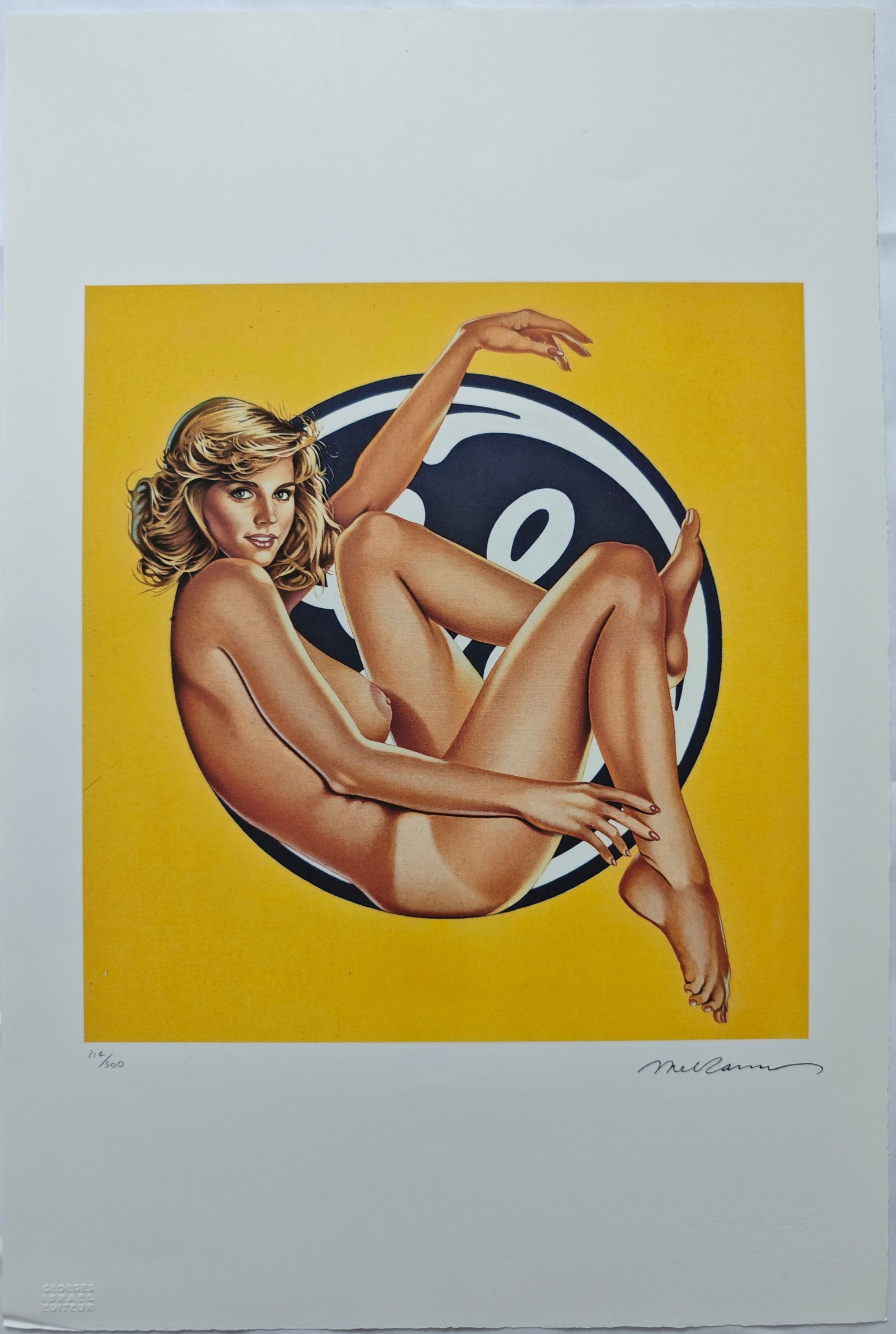 Mel Ramos (1935-2018), Gee Gee, 1997: Mel Ramos (1935-2018), Gee Gee, 1997 (printed later), H x W: 57 x 38 cm, lithograph on Arches paper. Signed and numbered on recto. Bears the Georges Israel Editeur blindstamp. Accompanying this lot is