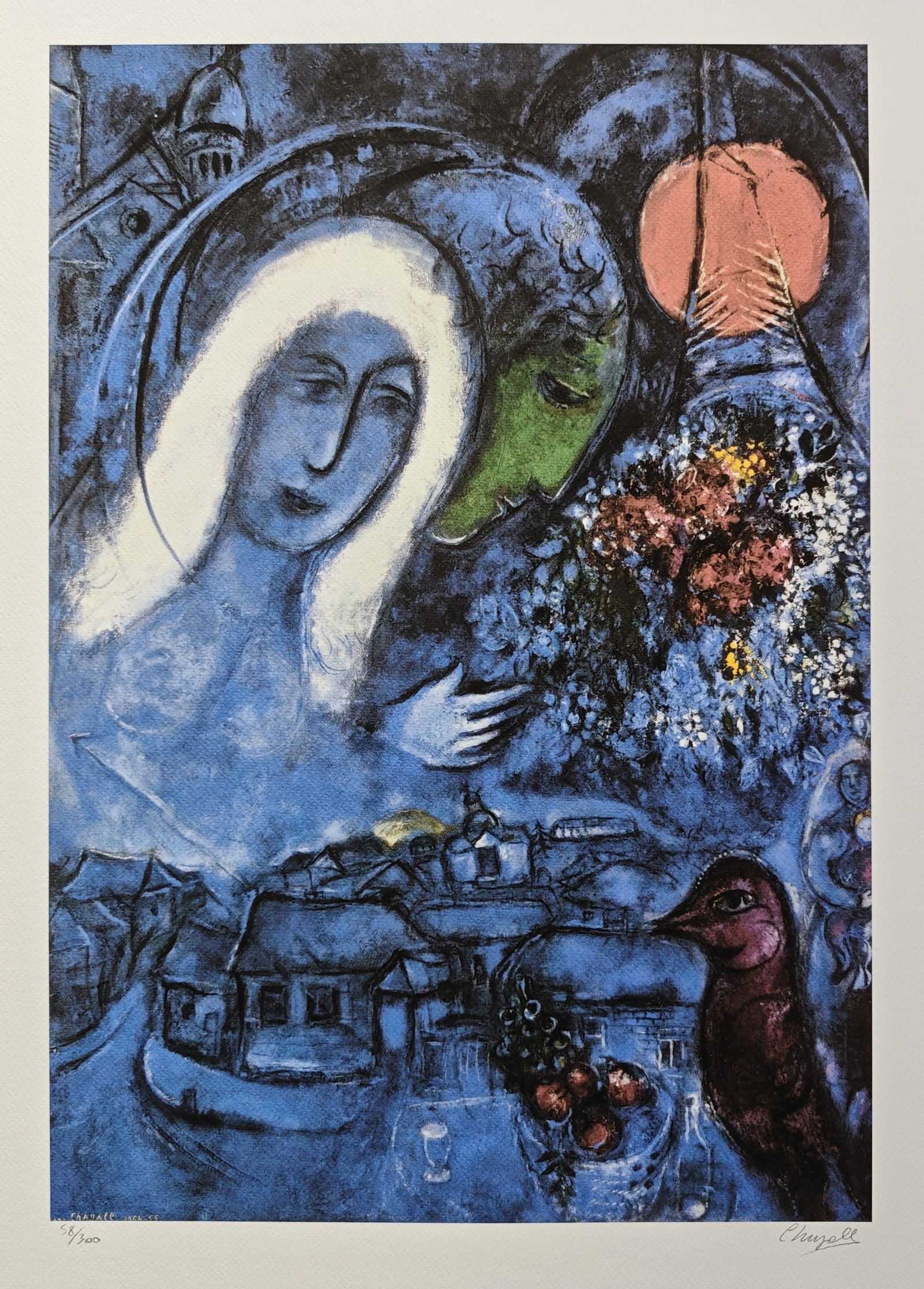 Marc Chagall (1887-1985), Field of Mars, 1954-1955: Marc Chagall (1887-1985), Field of Mars, 1954-1955, H × W: 70 × 50 cm, offset lithograph. Signed in hand in pencil and numbered /300 in hand in pencil on recto, featuring the S.P.A.D.E.M Paris blind