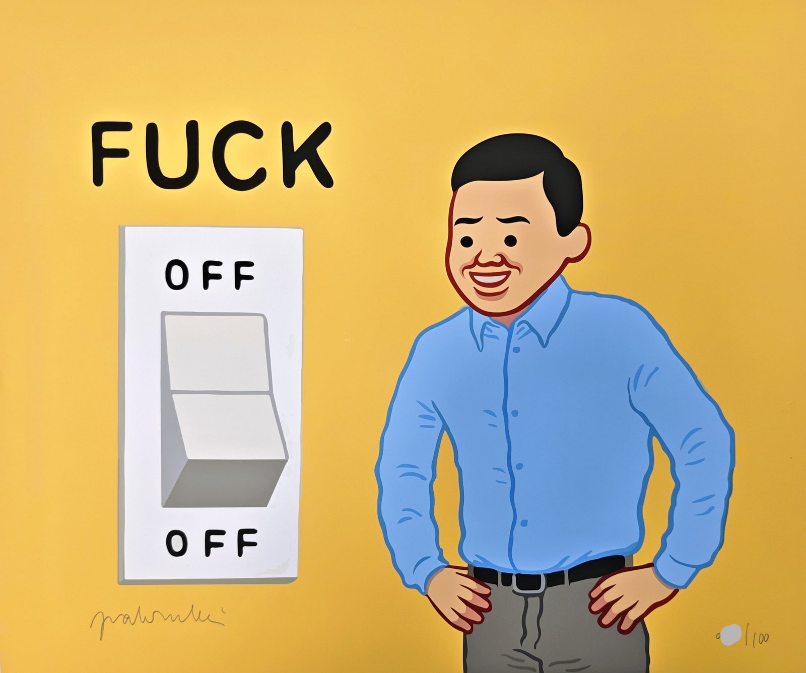 Joan Cornellà (1981-), Fuck Off/Off, 2021: Joan Cornellà (1981-), Fuck Off/Off, 2021, H × W: 49.5 × 60 cm, lithograph. Signed and numbered on recto by the artist in pencil from the edition of /100.