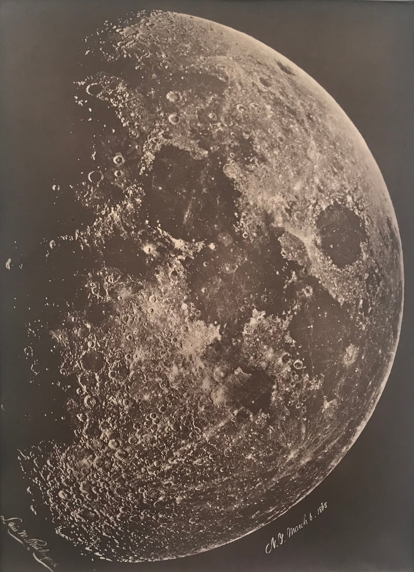 Lewis Rutherfurd, "Photographie de la Lune", 1865: Lewis Morris Rutherfurd (1816-1892), "Photographie de la Lune", 1865, phototype, 27 × 37.5 cm, printed later. The work is dated, titled, and stamped.