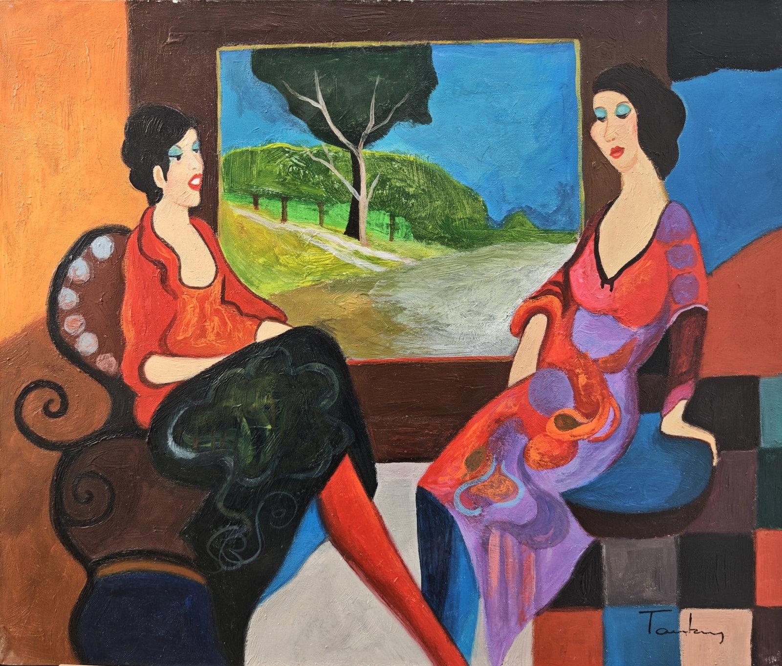Itzchak Tarkay, "Untitled", Acrylic on Canvas: Itzchak Tarkay (1935-2012), "Untitled", 1990s-2000s, 60 × 50 cm, acrylic on canvas. Signed on the recto in black ink.