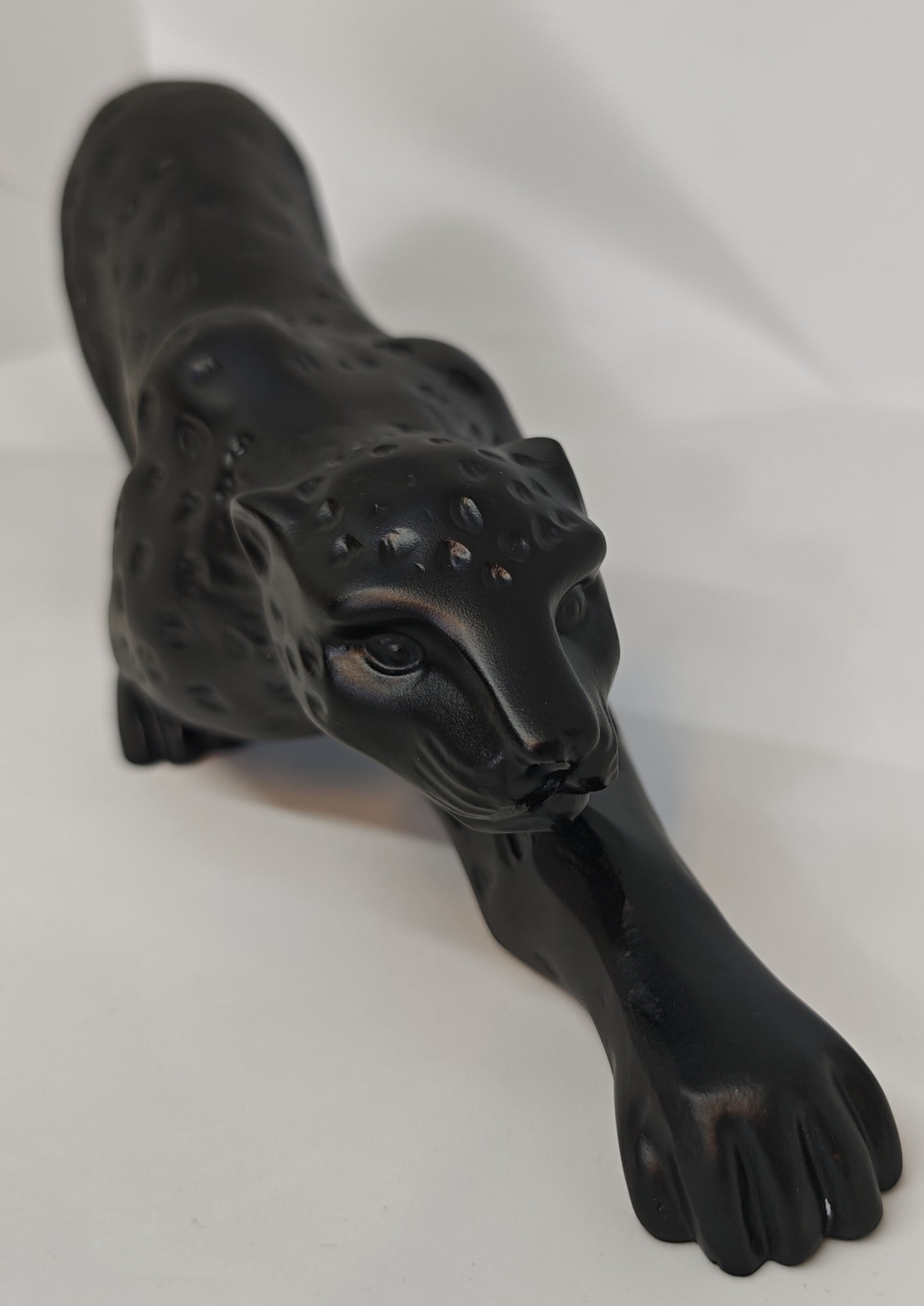 Lalique, "Zeila", Black Panther Crystal Figurine: Lalique, "Zeila", black panther figurine, black satin crystal, 36.5 cm in length. The piece is etched "Lalique ® France".