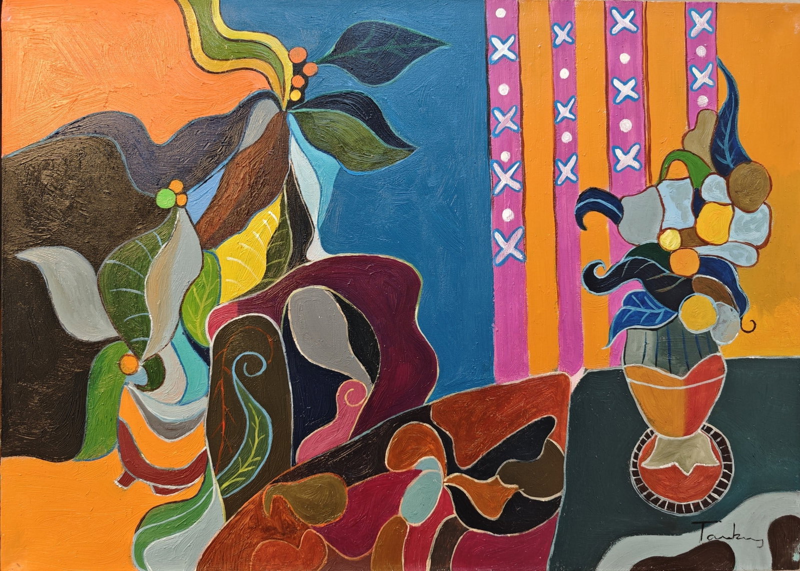 Itzchak Tarkay, "Untitled", Acrylic (I): Itzchak Tarkay (1935-2012), "Untitled", 1990s-2000s, 70 × 50 cm, acrylic on canvas. Signed on the recto in black ink.