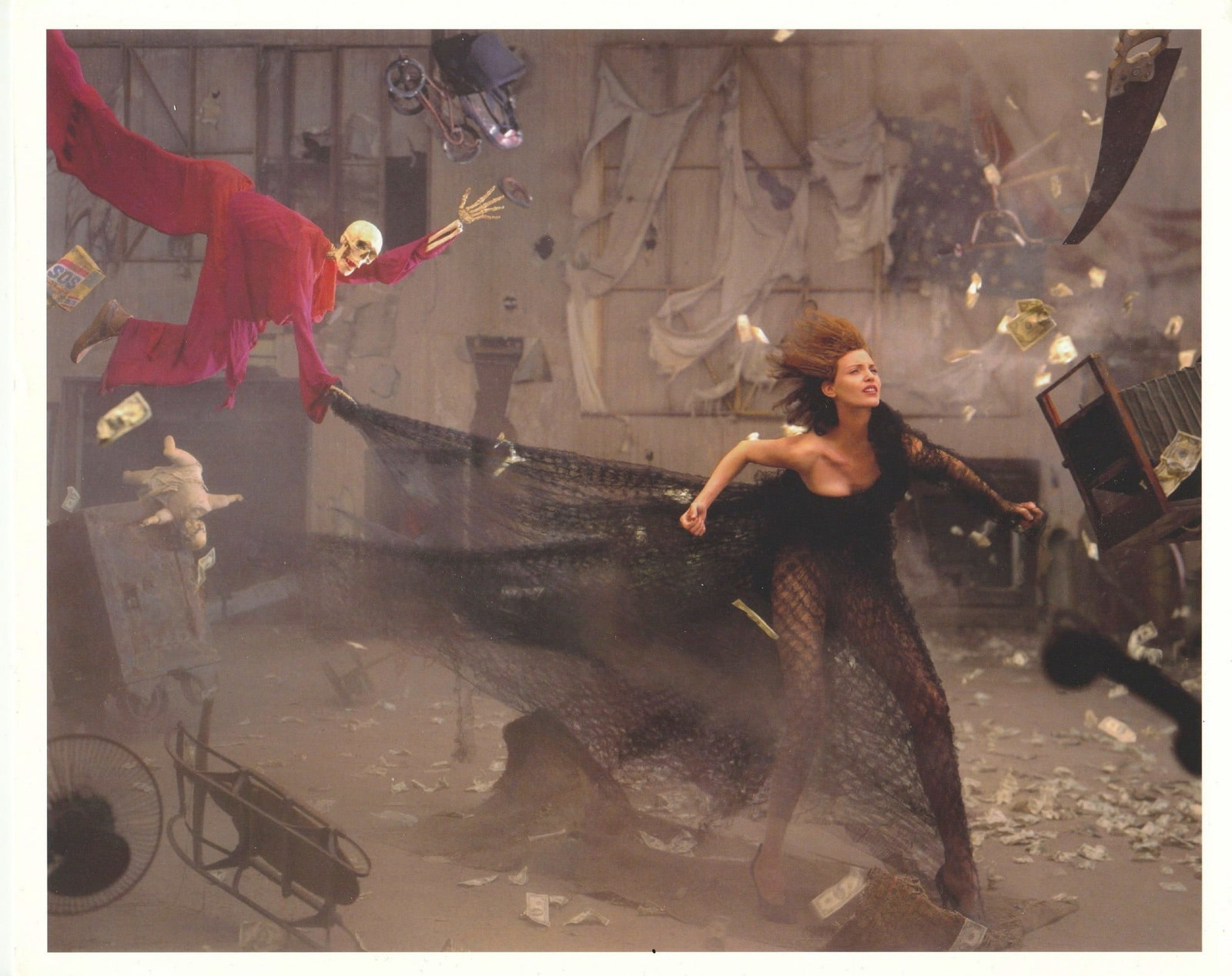 Avedon, "Woman Running from Flying Skeleton" (1 of 2)