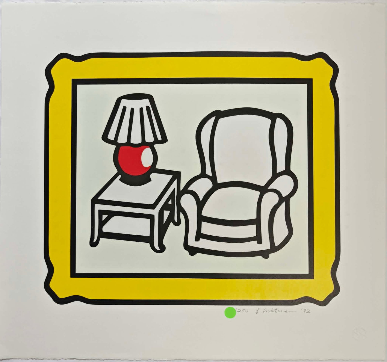 Roy Lichtenstein, "Red Lamp", 1992: Roy Lichtenstein (1923?1997), "Red Lamp", 1992, 61 × 54.7 cm, screenprint in colours on BFK Rives. Signed by the artist in pencil on the recto, numbered from the edition of 250, dated, and embossed.