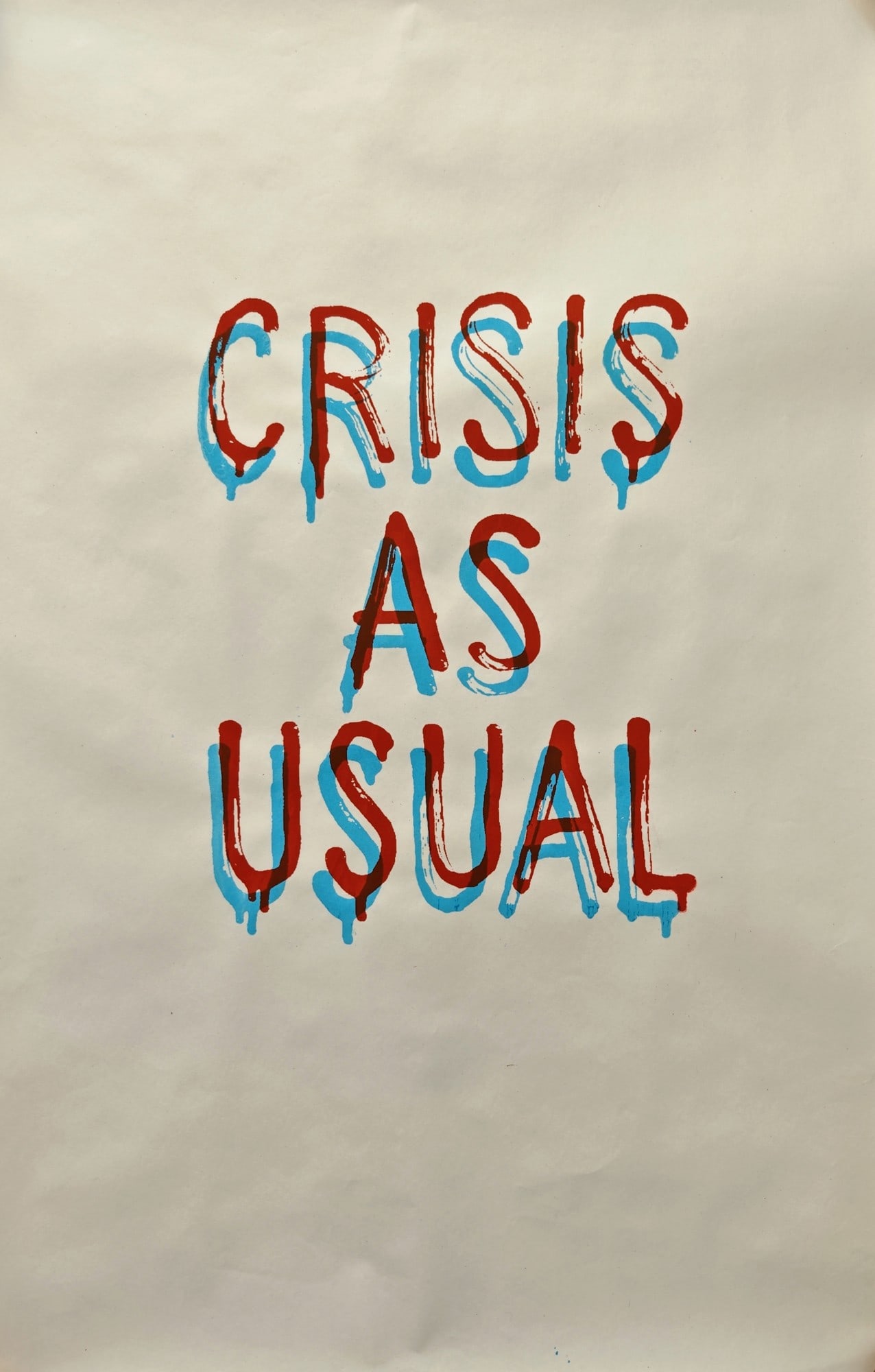 Banksy, "Crisis as Usual", 2019: Banksy (1973-), "Crisis as Usual", 2019, 50 × 77 cm, screenprint in colours on thin paper.