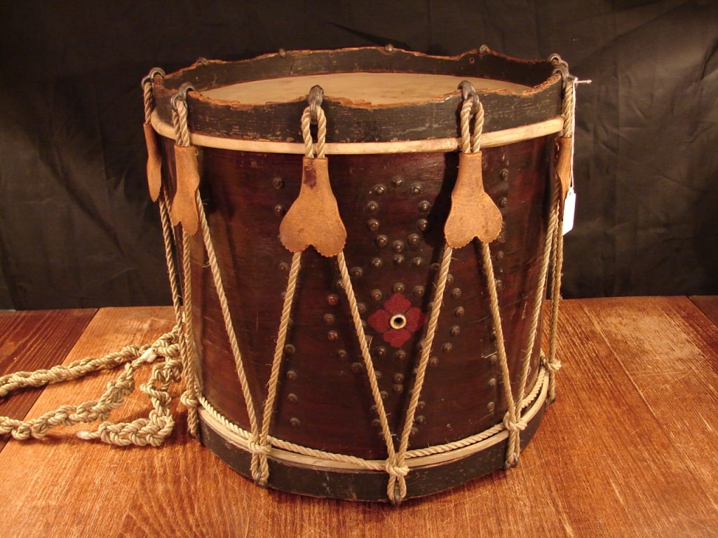Wonderful Civil War drum Baltimore MD maker mark: Wonderful Civil War surviving drum. The drum was made by Fredrich Wilhelm Boucher in Baltimore Maryland. Boucher was a noted banjo, instrument and drum maker during the mid 19th century. This simple d