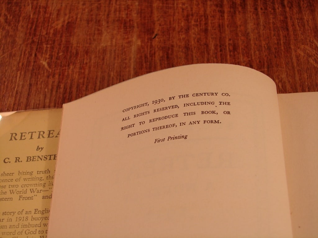 Retreat a Novel of 1918 by CR Benstead London 1930 - 4