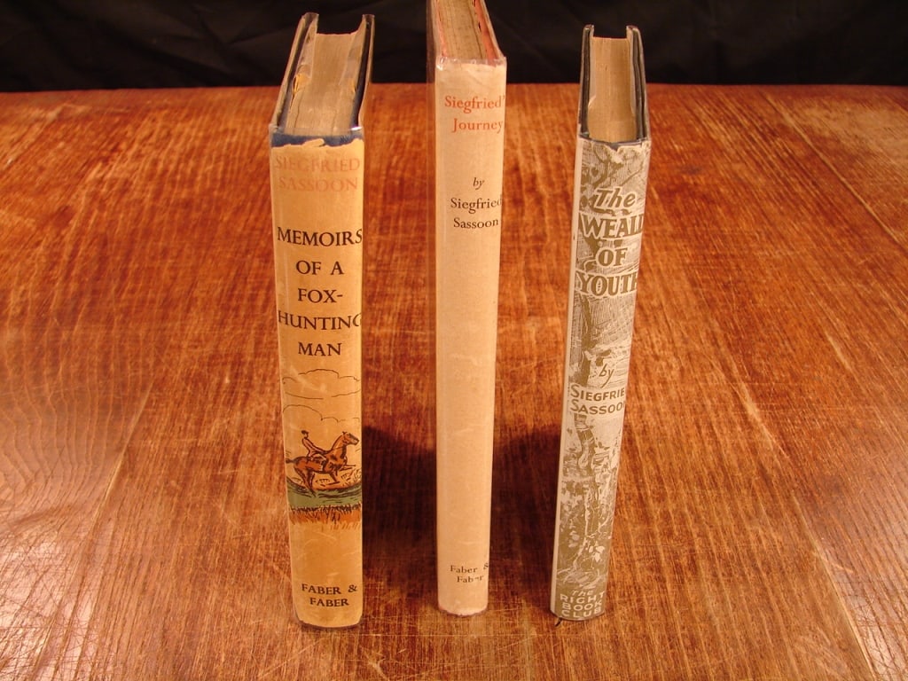 Lot of 3 Siegfried Sassoon novels: Lot of 3 Siegfried Sassoon novels. 1) Siegfried's Journey 1916-1920, Faber London. 2)The Weald of Youth London. 3) Memoirs of a Fox Hunting Man. All are chronicling his life before World War I,