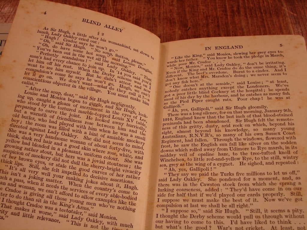 Blind Alley by W.L. George. London 1919 1st print - 8