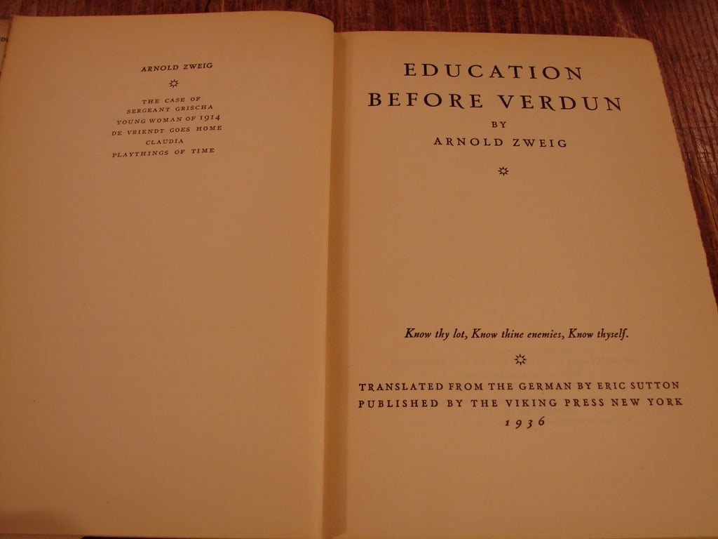 Education Before Verdun by Arnold Zweig 1935 - 4