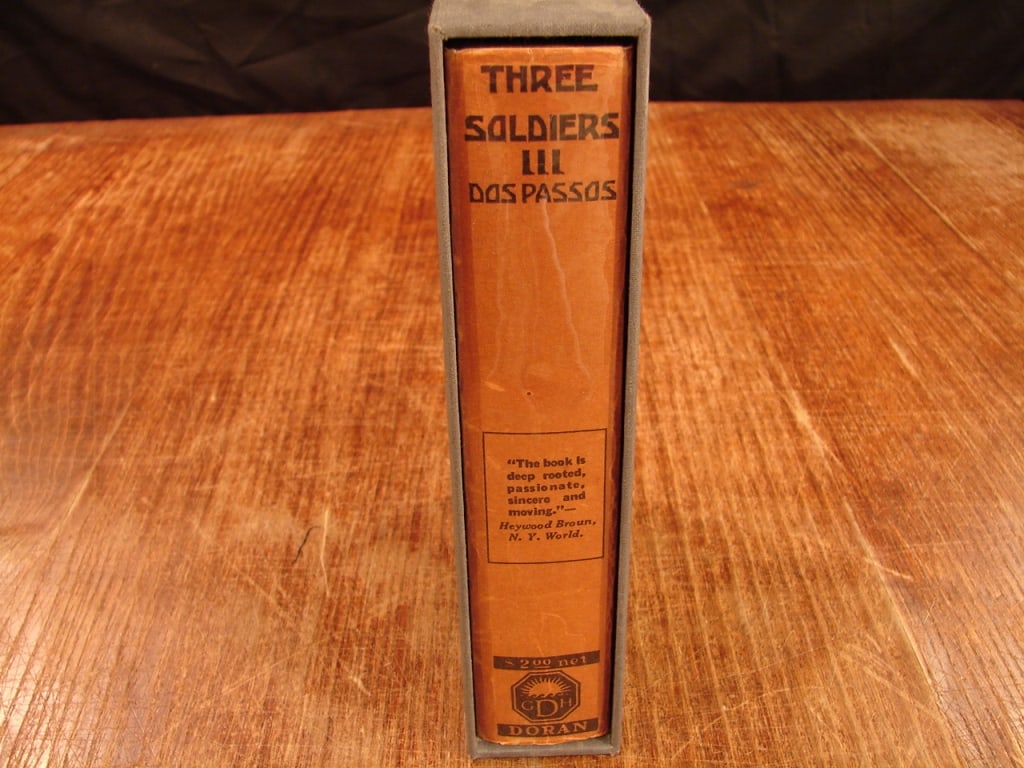 Three Soldiers by John Dos Passos. First edition: Three Soldiers by John Dos Passos. First edition, firest printing. Doran Company 1921. Fine hard dust cover. Three Soldiers is a groundbreaking 1921 novel by American writer John Dos Passos that