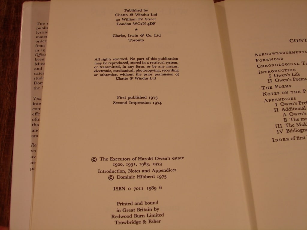 Lot of 2 Wilfred Owen WWI books of poetry. . - 7