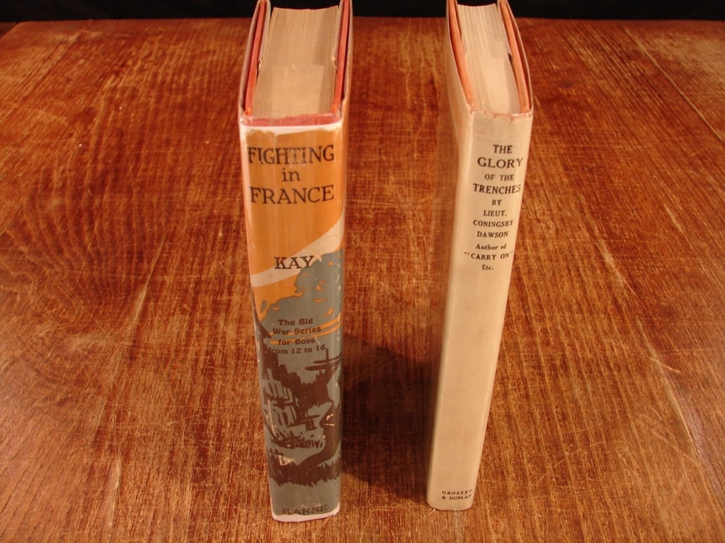 Lot of 2 WWI novels: Lot of 2 WWI novels. 1) The Glory in the Trenches by Coningsby Dawson first edition. Published in 1918. This World War I classic captures the prose and verse of a British-Canadian lieutenant serving
