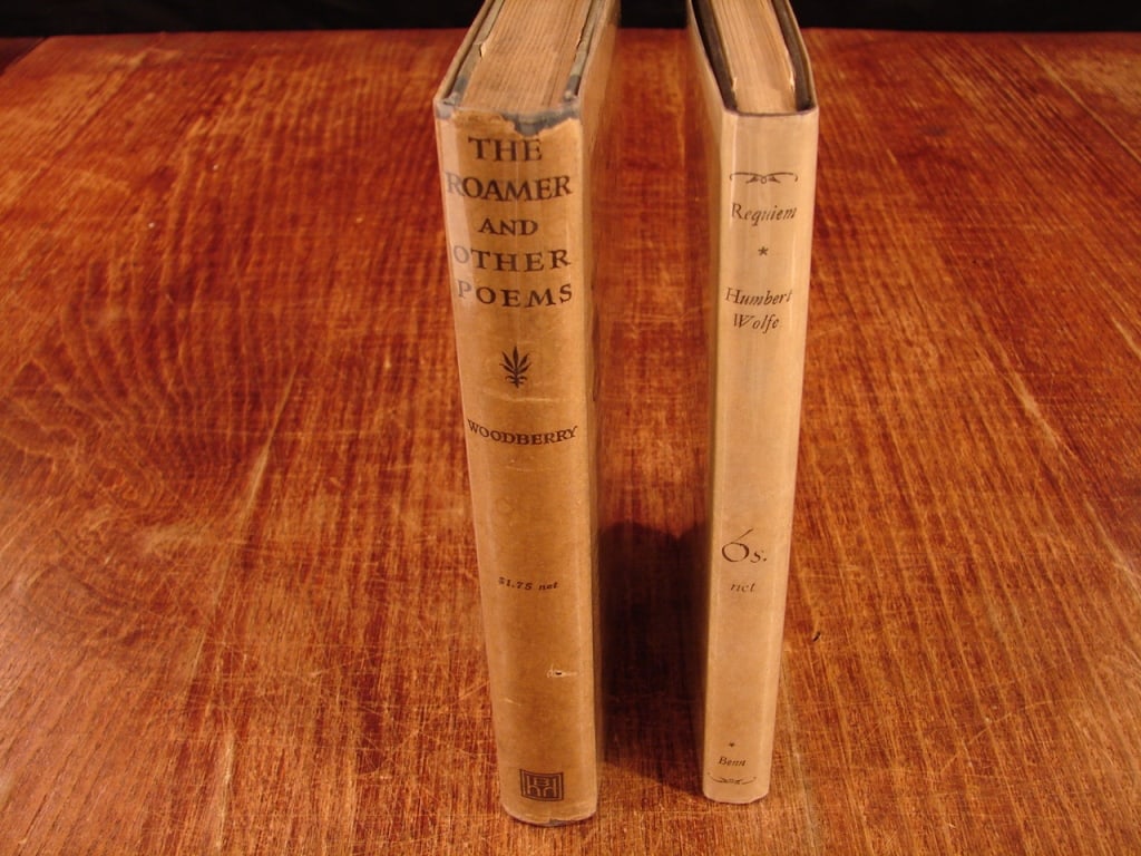 Lot of 2 WWI first edition Books of Poetry: Lot of 2 WWI first edition Books of Poetry. 1) The Roamer and Other Pomes by George Edward Woodberry. Hardcourt, Brace and Howe 1920. 2) Requiem By Humbert Wolfe. Ernest Benn Limited London 1927