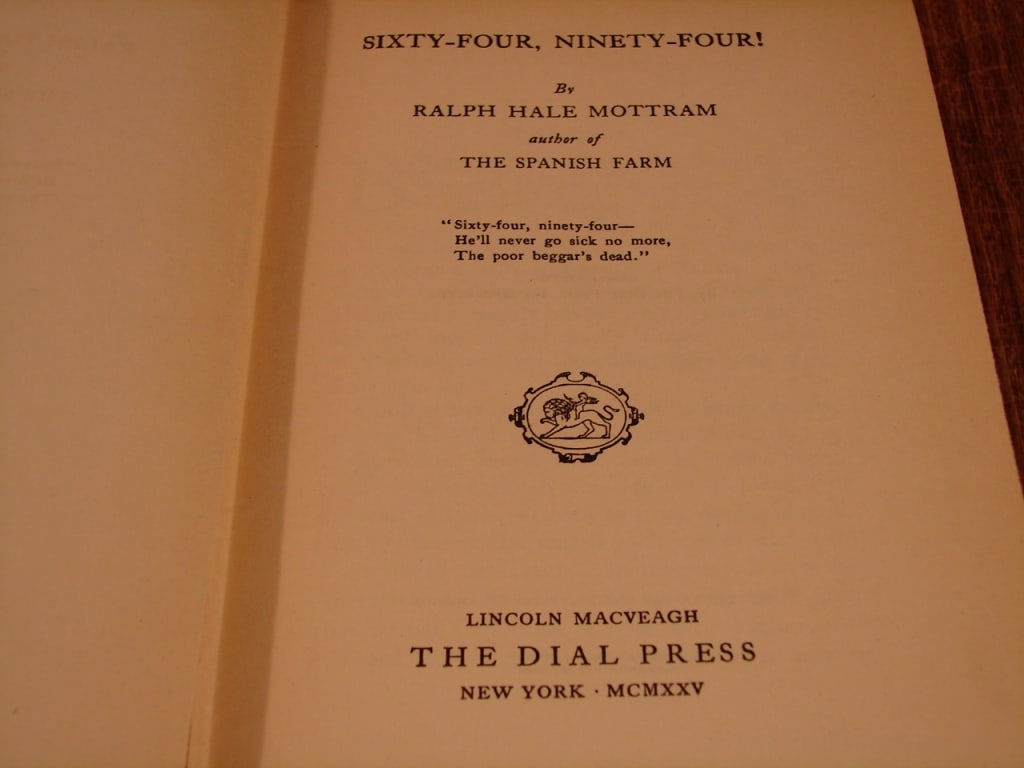 Sixty Four Ninety Four by R.H Mottram. 1st edition - 3