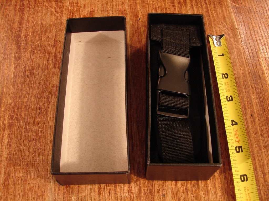 Modern black Velcro knife belt case in box - 2