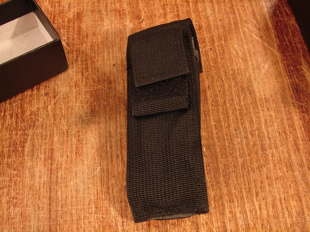 Modern black Velcro knife belt case in box - 3
