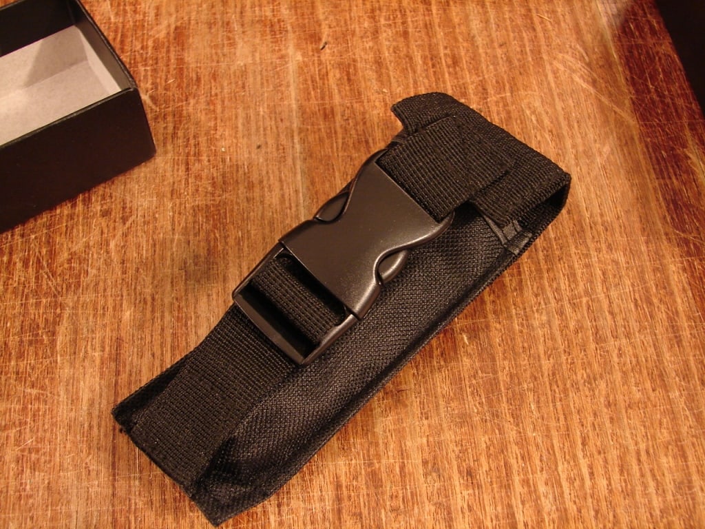 Modern black Velcro knife belt case in box - 4