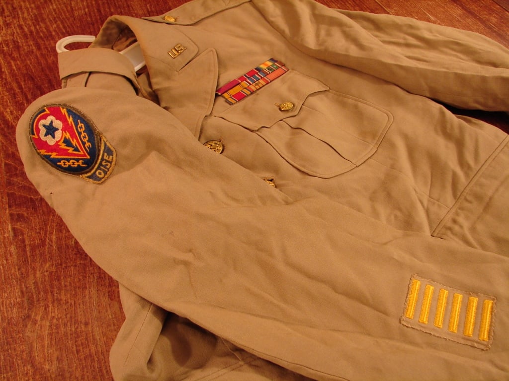 WWII Khaki officers jacket with Ike jacket - 2