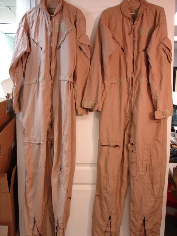 Lot of 2 US Military Tan Flyers flight suit: Lot of 2 US Military Tan Flyers coverall flight suit. Both size 44 L