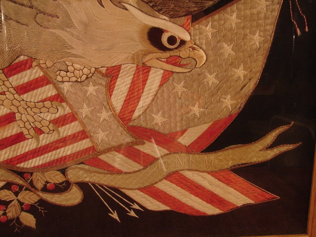 Framed Japanese made Great White Fleet embroidery - 5