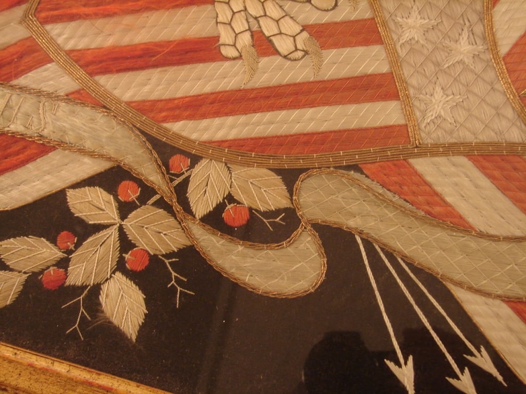 Framed Japanese made Great White Fleet embroidery - 6