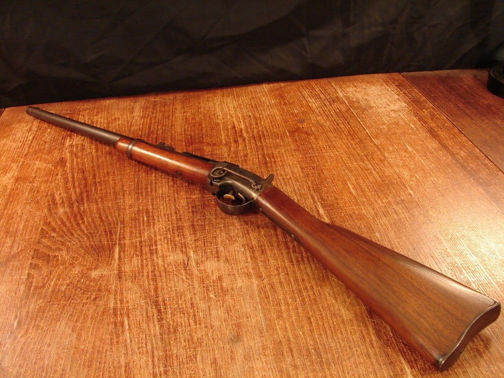 Civil War Smith Carbine .54 caliber - saddle ring: Civil War Smith Carbine: .54 caliber, saddle ring carbine manufactured by the American Machine Works, "Address Poultney & Trimble, Baltimore." Nice metal and stocks, excellent bore. Serial # 2218.