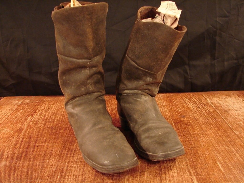 Original Civil War Infantry Officer's Boots: Excellent Pair of Original Civil War Infantry Officer's Boots. Untouched and straight out of an upstate New York house sale is this pair of original Civil War infantry officer's boots. Standing 12"