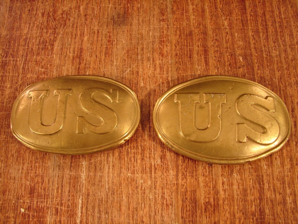 Original Civil War Enlisted Man's Belt Plates: Two Original Civil War Enlisted Man's Waist Belt Plates: Guaranteed original and not reproductions. C. Reference Harry Ridgeway #1865 and O'Donnell and Campbell #480 D. Reference Harry Ridgeway #1868 