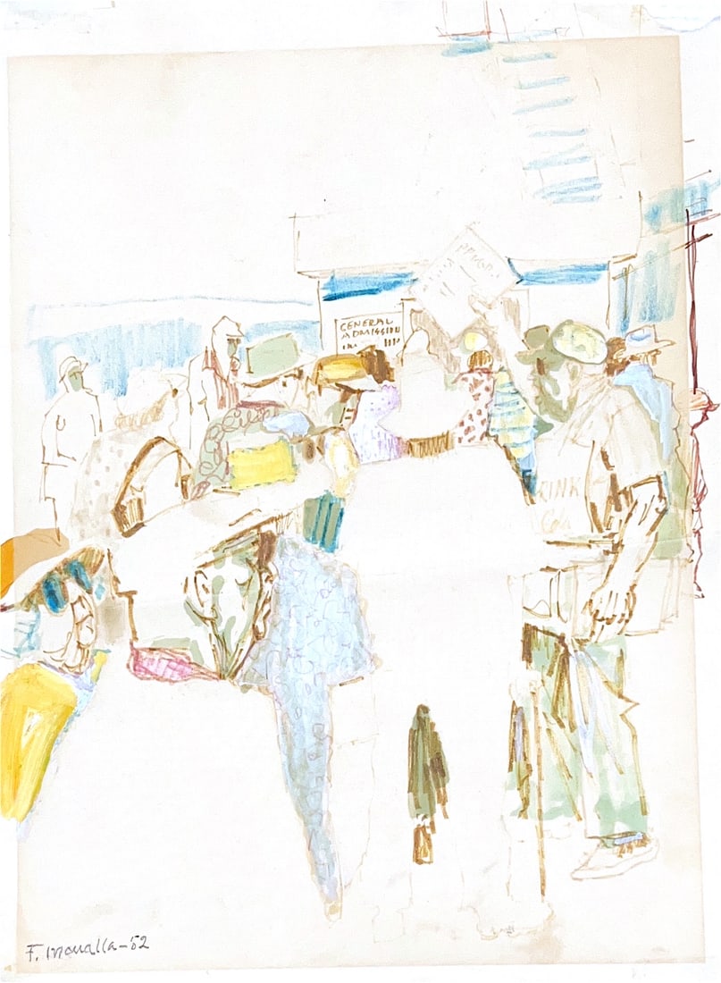 Fikret Mualla, Watercolor on Paper, Turkish Painter (1903 - 1967) (1 of 5)