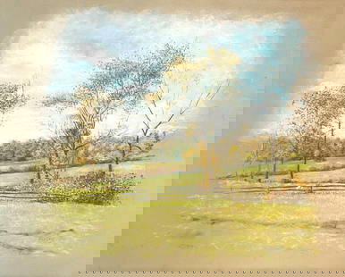Alfred Sisley, Pastel on Paper, French Artist (1839 - 1899): Born: 1839 - Paris, France. Died: 1899 - Moret-sur-Loing, France. Known for: Impressionist seasonal landscape painting. An impressionist landscape painter early influenced by the Barbizon School, Alfr