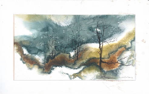 Anjolie Ela Menon, Watercolor/Mix Media on Rigid Board, Indian (1940 - On Going): Born: 1940 - Burnpur, West Bengal, India. Known for: Modernist painting on hardboard, Madonna figures, symbolism. Anjolie Ela Menon was born in India of mixed Bengali and American ancestry. She attend