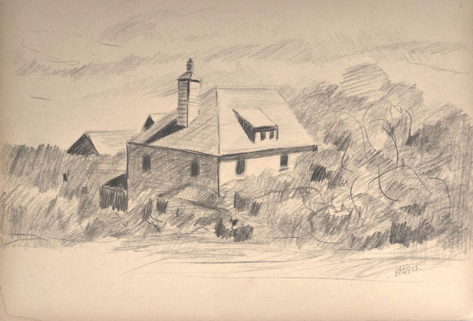 Edward Hopper, Pencil on Paper, American Painter (1882 - 1967): Born: 1882 - Nyack, New York. Died: 1967 - New York City. Known for: Town-landscape, genre and figure painting. Born and raised in Nyack, New York, Edward Hopper became one of the best-known painters