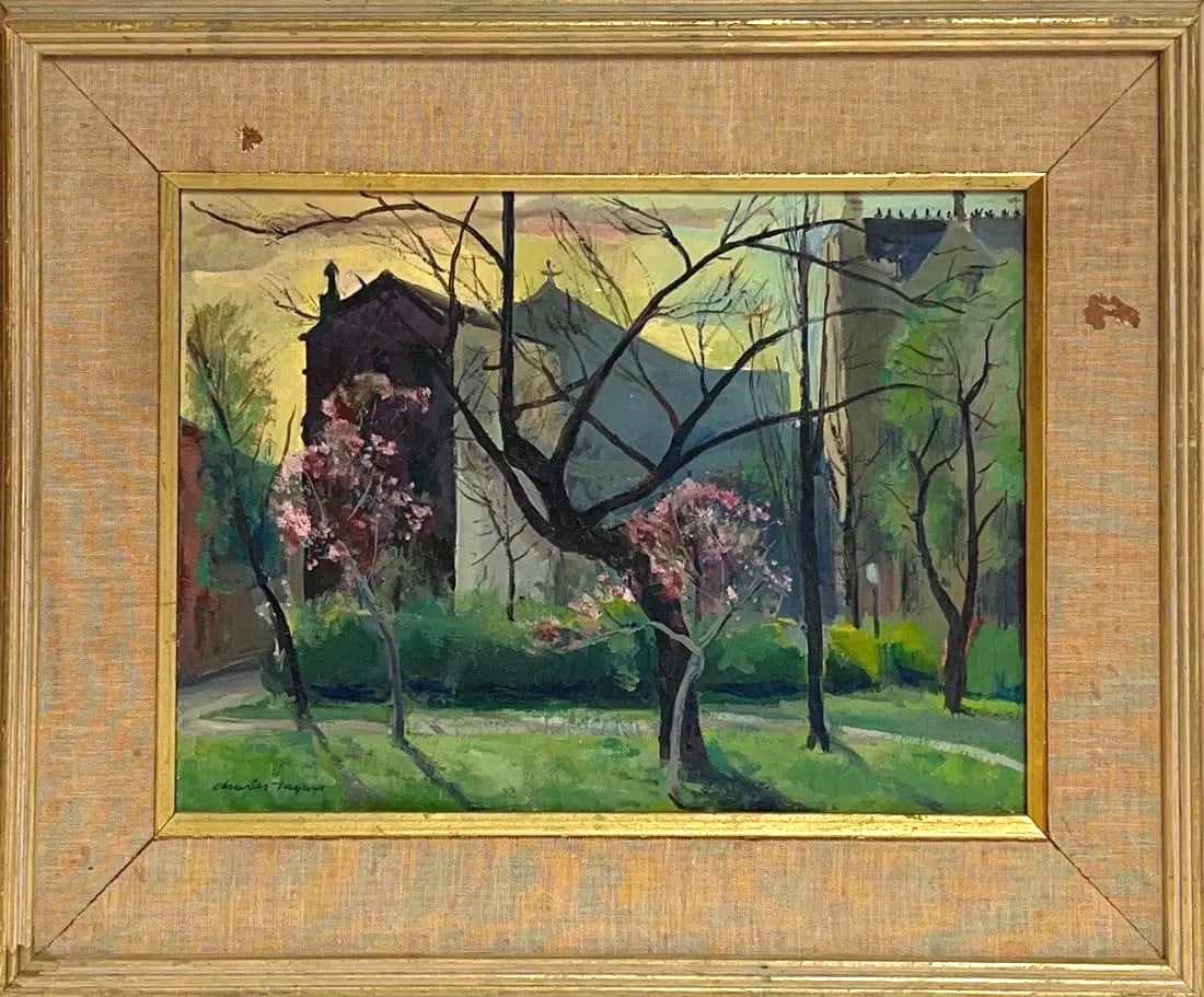 Charles Andrew Taylor, Oil on Board, American Painter (1910 - 1975): Born: 1910 - Philadelphia, Pennsylvania. Died: 1975. Known for: Genre, town-landscape. Charles Andrew Taylor (1910 - 1975) was active/lived in Pennsylvania. Charles Taylor is known for Genre, town-lan
