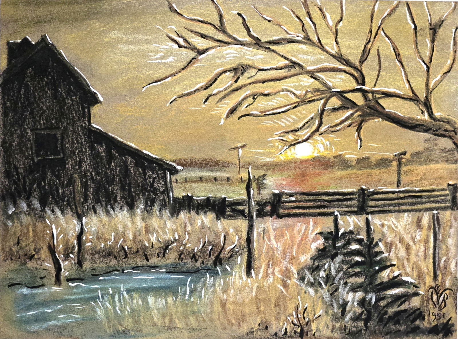 Charles Burchfield, Mix-Media on Paper, American Painter (1893 - 1967) (1 of 6)