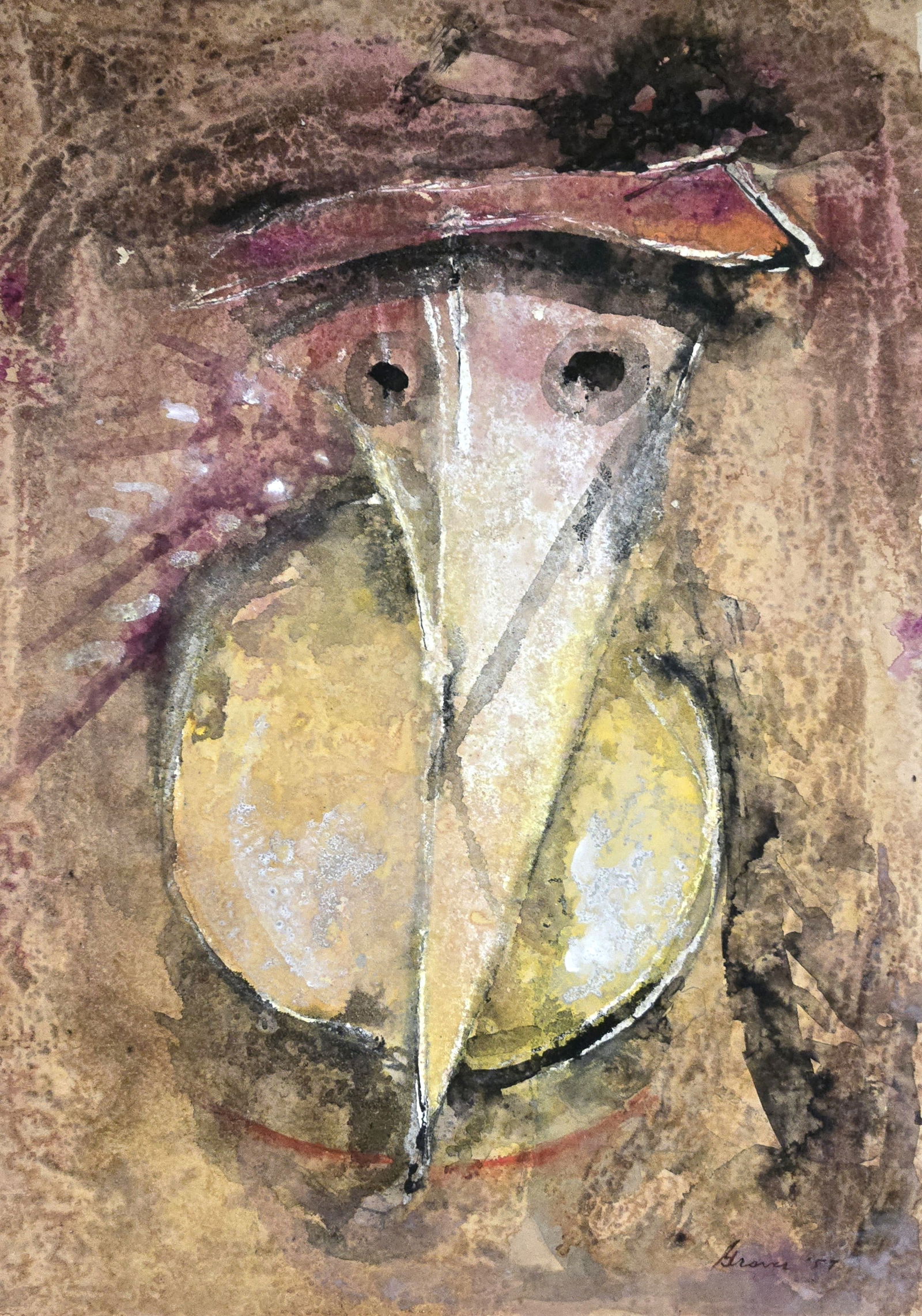 Morris Graves, Mix-Media on Paper, American Painter (1910 - 2001): Born: 1910 - Fox Valley, Oregon. Died: 2001 - Loleta, California. Known for: Abstract, symbolic painting-birds, still life, insects and animals. Name variants: Maurice Cole Graves. Born in Fox Valley,