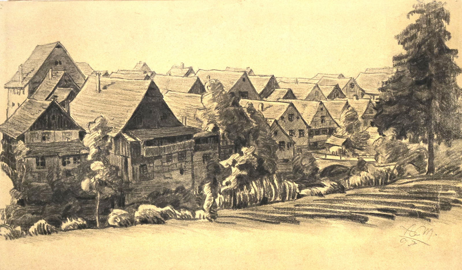 Adolph Menzel, Charcoal on Paper, Germany Painter (1815 - 1905) (1 of 6)