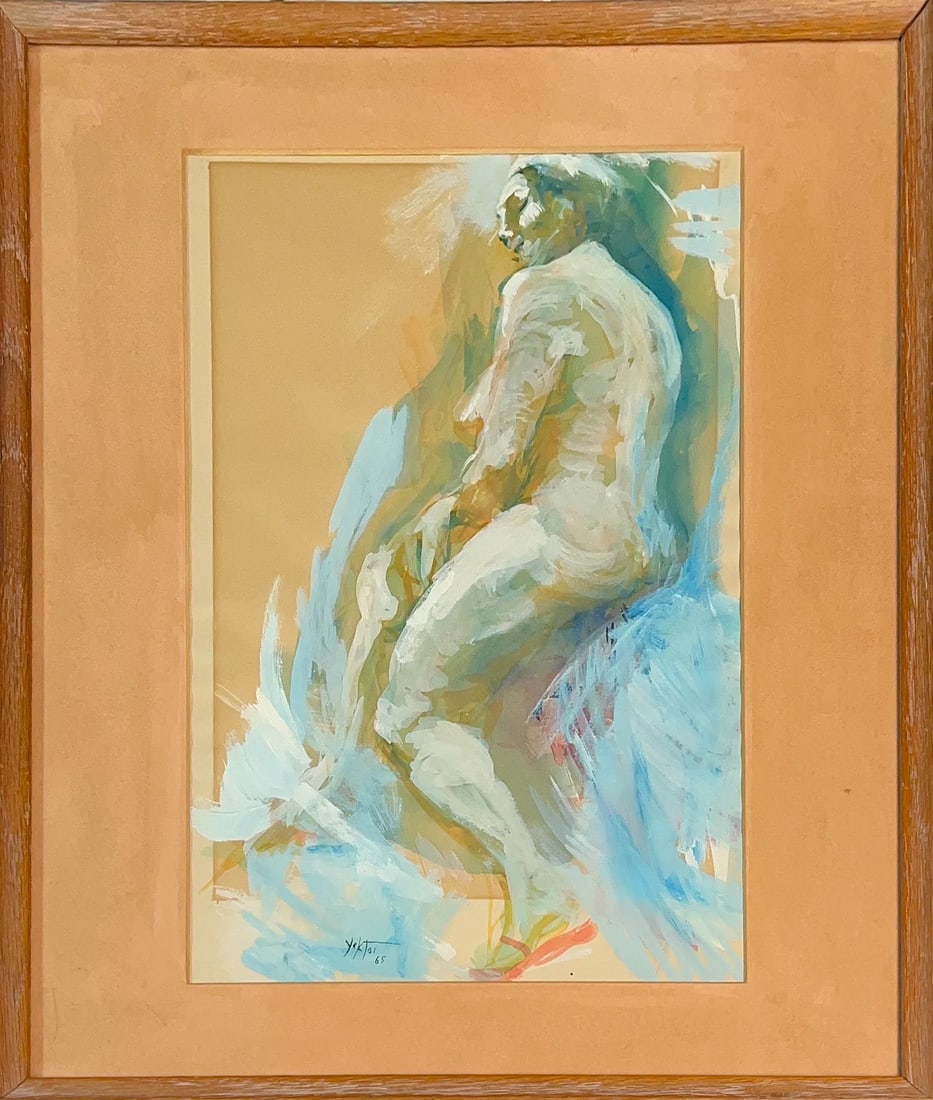 Manoucher Yektai, Oil/Acrylic on Paper, Iranian-born American (1922 - 2019)"The Guash": Born: 1922 - Tehran, Iran. Died: 2019. Known for: Abstract figurative painting. MANOUCHER YEKTAI's life has brought him through three cultures: Iran, France, the United States. This trajectory can be