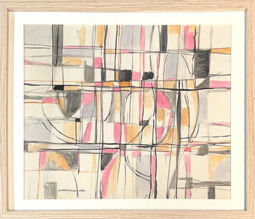 George Morrison, Watercolor on Paper, American Painter (1919 - 2000): Born: 1919 - Chippewa City, Minnesota. Died: 2000 - Red Rock near Grand Marais, Minnesota. Known for: Abstract expressionist painting, modernist Indian, collage. From Grand Marais, Minnesota, George M
