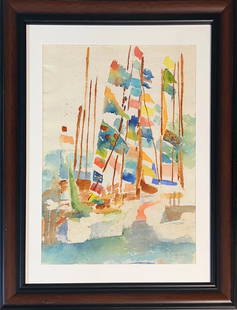 Paul Victor Jules Signac, Watercolor on Paper, French Painter (1863 - 1935): Born: 1863 - Paris, France. Died: 1935 - Paris, France. Known for: Neo-Impressionist painting-pointillism, etching, ink sketches. Paul Signac (Paul Victor Jules Signac) was one of the principal French