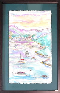 Raoul Dufy, Watercolor/Mix-Media on Paper, French (1877 - 1953): Born: 1877 - Le Havre, France. Died: 1953 Forcalquier, France. Known for: Fauve painting-beach scenes, illustration, design. Raoul Dufy was born on June 3, 1877 in Le Havre, France and studied at the