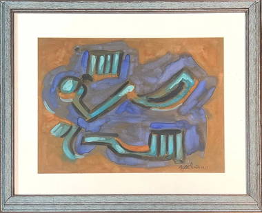 Betty Bierne Pierson Parsons, Gouache on Board, American (1900 - 1982): Born: 1900 - New York City. Died: 1982 - New York City. Known for: Modernist views-non ob images, sculpture. Better known as an art dealer than an artist, she had a self-named gallery that