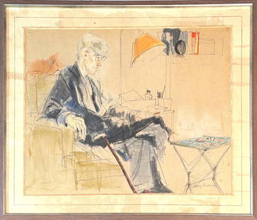 Larry Rivers, Crayon on Card Board, American (1923 - 2002): Born: 1923 - New York City. Died: 2002 - Southampton, New York. Known for: Modernist pop figure, word image genre painting. Figurative* artist Larry Rivers was born in the Bronx in 1923 to Ukrainian