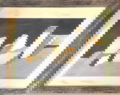 Sergio de Castro, Mix-Media on Card Board, Argentine-French (1922 - 2012): Sergio de Castro was born in Argentina, in an aristocratic family of Spanish origins (Galicia and the Basque Country), the House of Castro. His father was a diplomat, which is why, from 1923 until 193