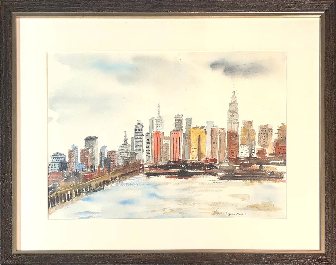 Reginald Marsh, Watercolor on Paper, French (1898 - 1954): Born: 1898 - Paris, France. Died: 1954 - Dorset, Vermont. Known for: Illustration, urban realistic painting-figure and genre. Reginald Marsh was born in Paris, France in 1898, the child of artist pare