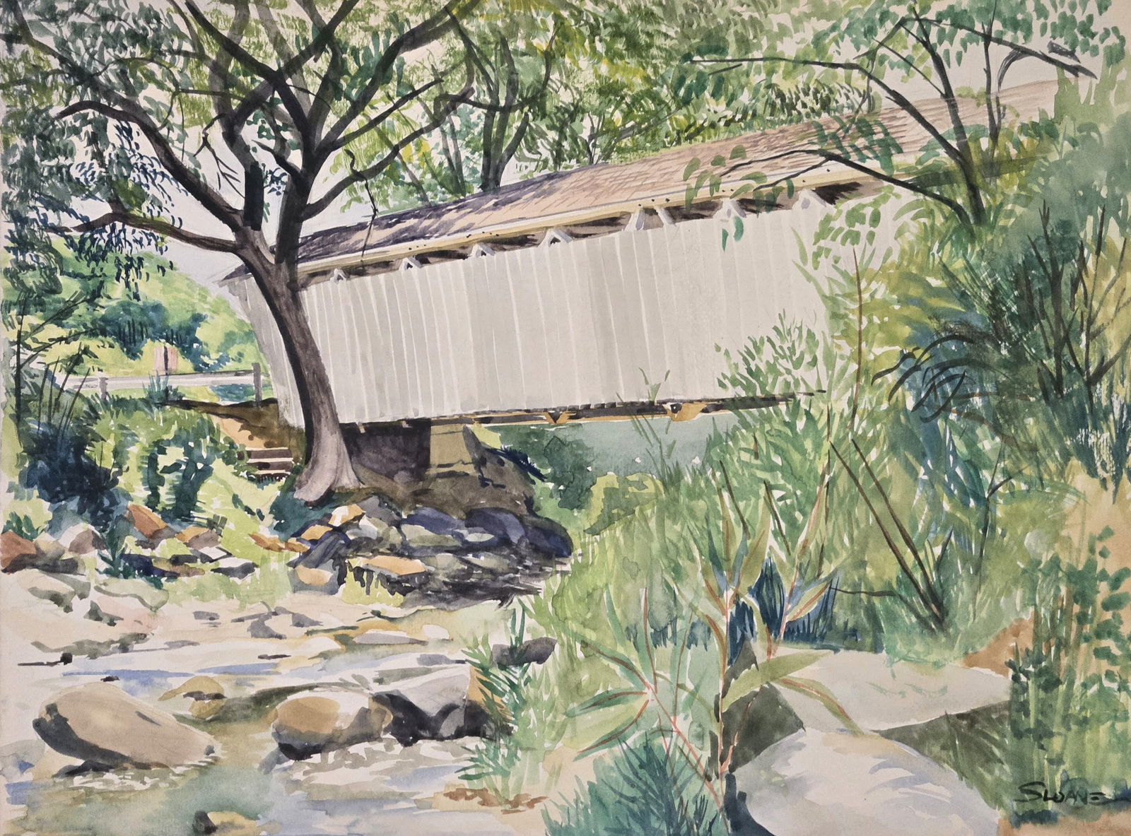 Eric Sloane, Watercolor on Paper, American (1905 - 1985): Born: 1905 - New York City. Died: 1985 - New York City. Known for: Rural landscape painting, book illustration. ERIC SLOANE (1905-1985). Eric Sloane was born Everard Jean Hinrichs in New York City. Hi