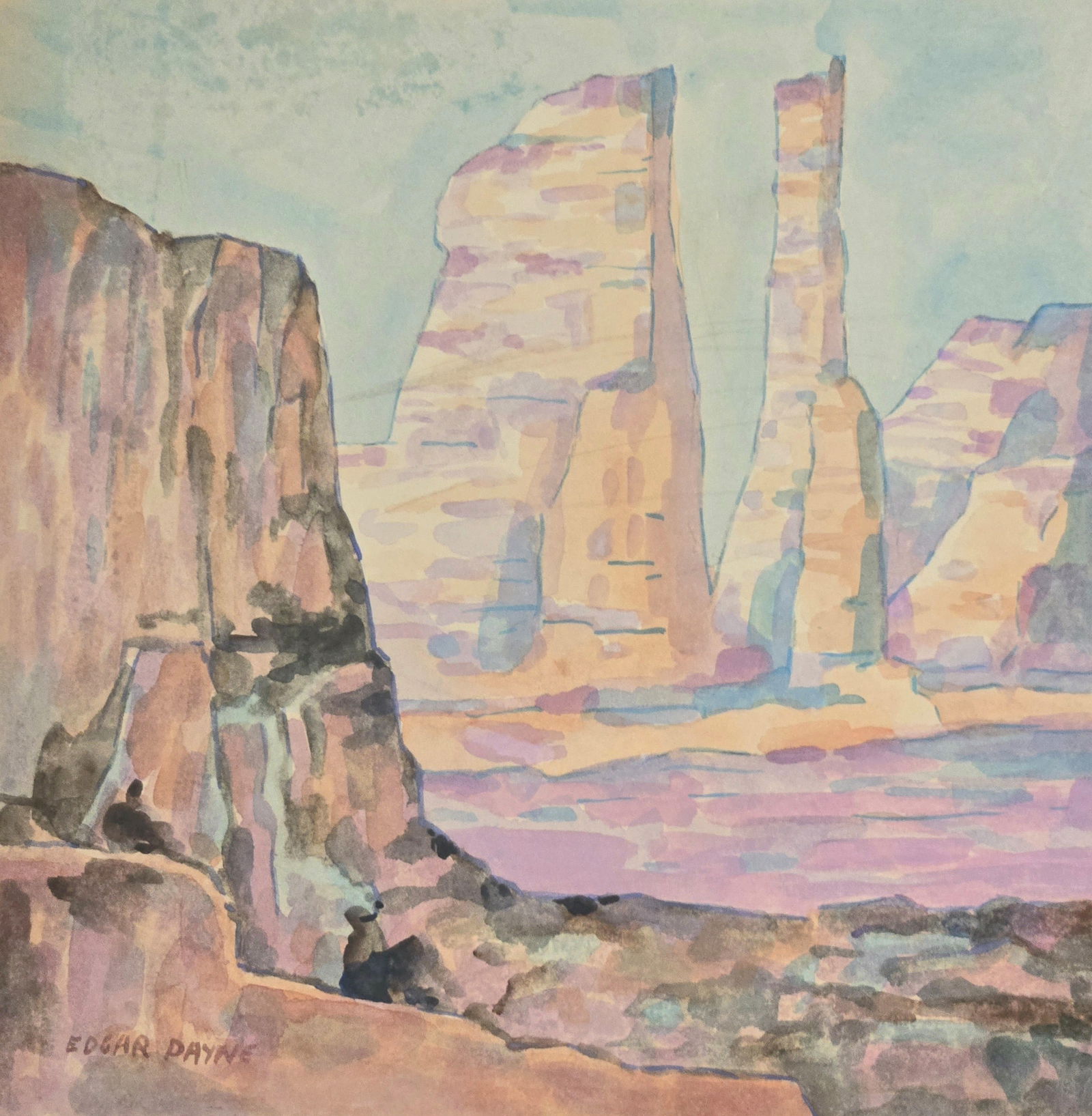 Edgar Payne, Watercolor on Paper, American (1883 - 1947): Born: March 1, 1883. Died: April 8, 1947. Known for : Western landscape and waterscape painting. Edgar Alwin Payne was active/lived in California, Missouri. He is known for Western landscape and water