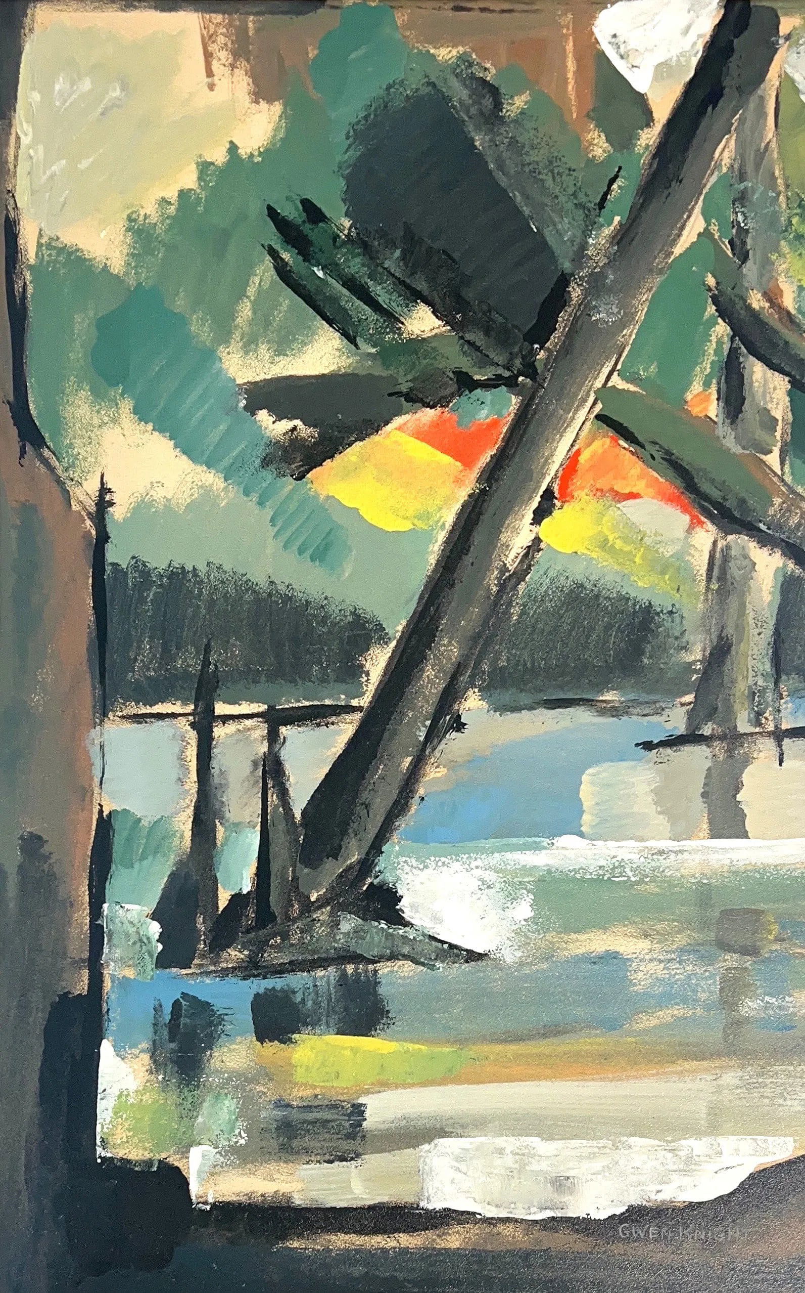 Gwen Knight, Oil on Paper, New Zealander (1888 - 1974): Born: 1888. Died: 1974. Known for: Painting. The youngest of eight children, Gwen Knight was born in Wellington and lived on The Terrace above Woodward Street in Wellington, before moving at the age o