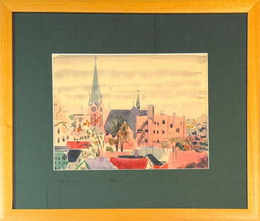 William Zorach, Watercolor on Paper, American (1887 - 1966): Born: 1887 - Eurberg, Lithuania. Died: 1966 - Bath, Maine. Known for: Abstract sculpture, modernist landscape and figure painting. Name variants: William Finkelstein. Born in 1887 in Lithuania,